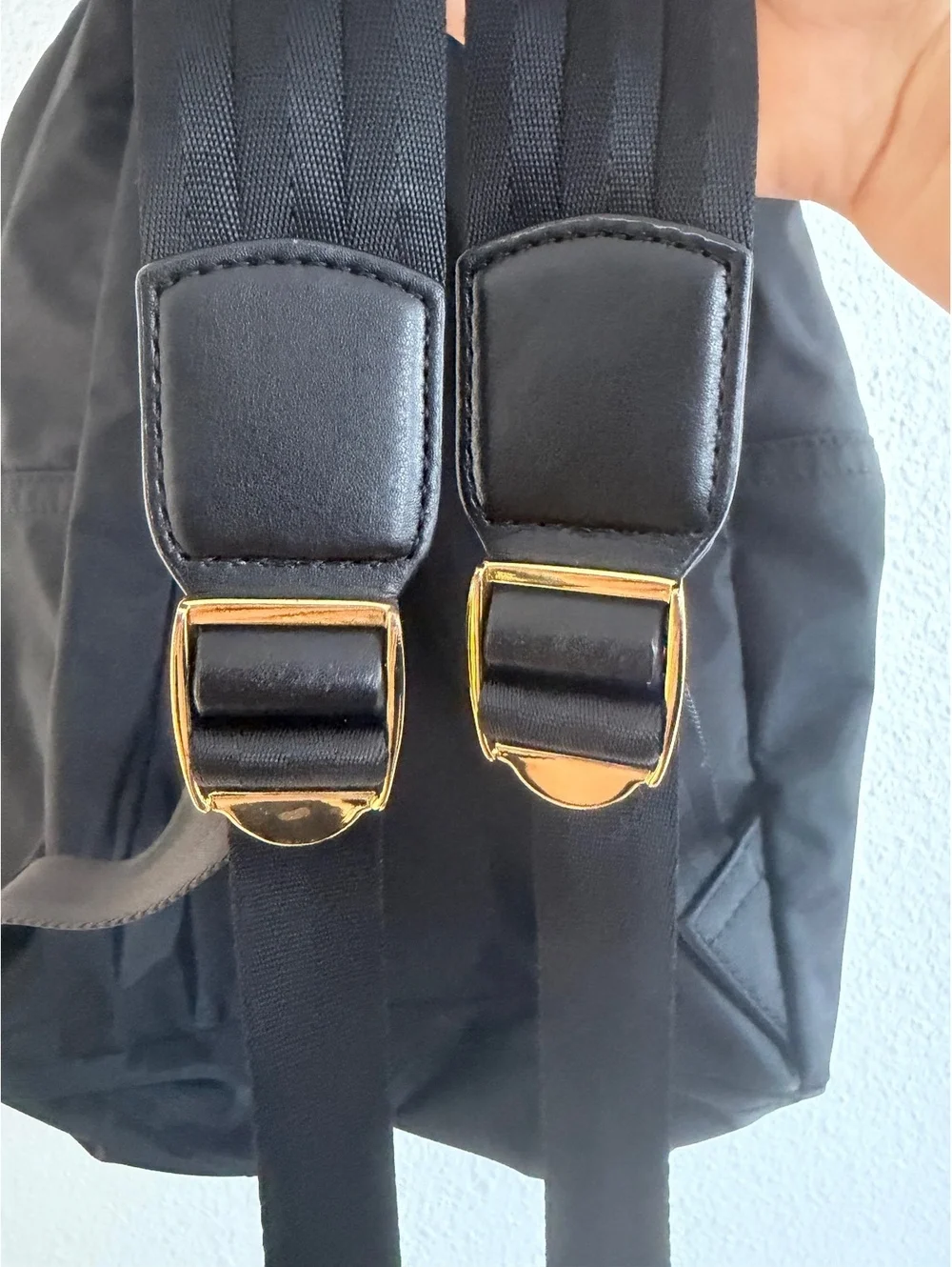 Marc Jacobs Nylon Varsity Small Backpack Black Gold Hardware